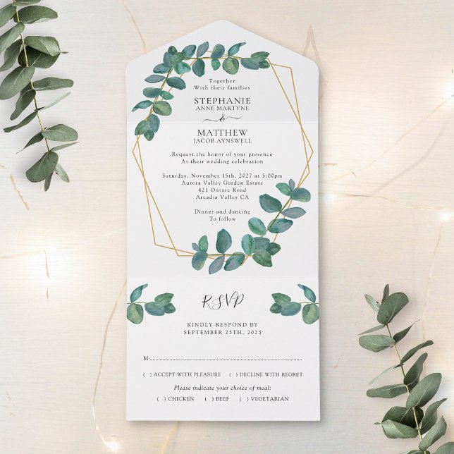 Casamento Geométrico Eucalyptus Leaf Elegant (Criador carregado)