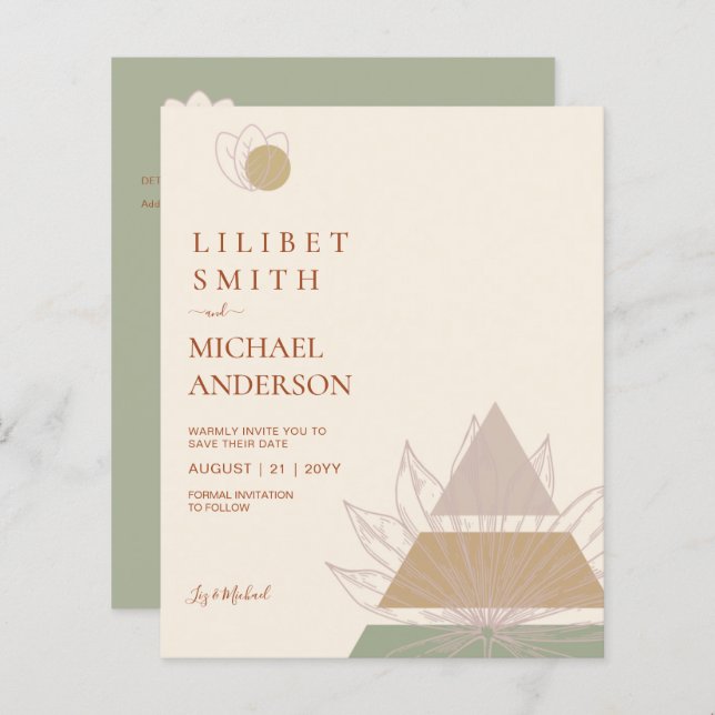 Casamento Geométrico Japandi Abstrato Escandinavo (Frente/Verso)