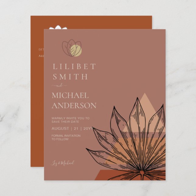 Casamento Geométrico Japandi Abstrato Escandinavo (Frente/Verso)