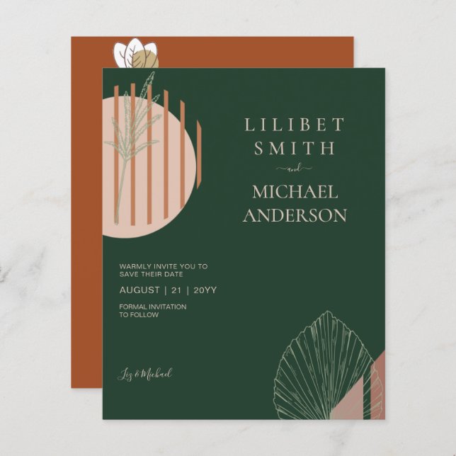 Casamento Geométrico Japandi Abstrato Escandinavo (Frente/Verso)