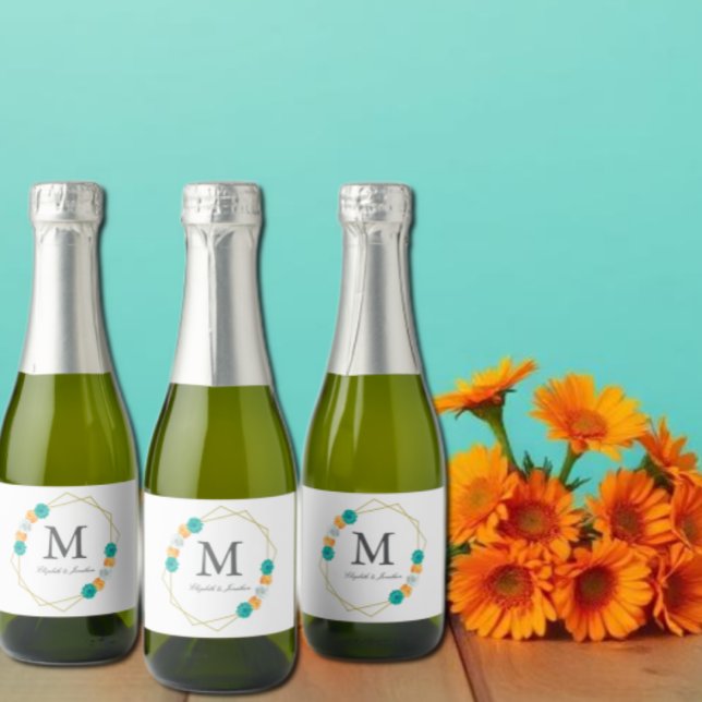 Casamento Geométrico Laranja Teal Floral (Criador carregado)