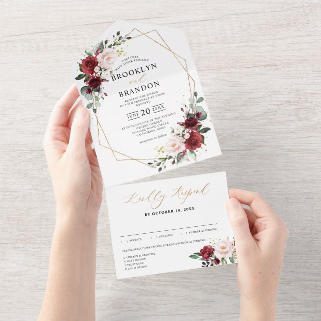 Casamento Geométrico Moderno Floral Floral de Blus (Aba destacável)
