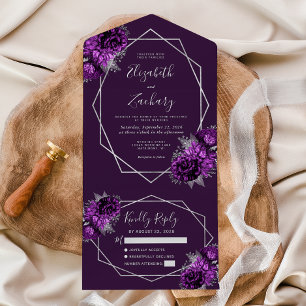 Casamento Geométrico Plum Silver Floral Plum