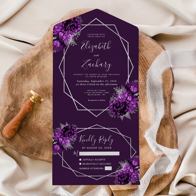 Casamento Geométrico Plum Silver Floral Plum (Criador carregado)