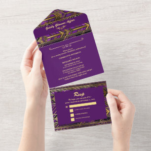 Casamento Glam Purple & Gold Gatsby Art Déco anos