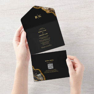 Casamento Glitter de Geodo de Agato Preto e Dourad