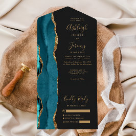 Casamento Glitter Escuro Dourado com Agato Teal