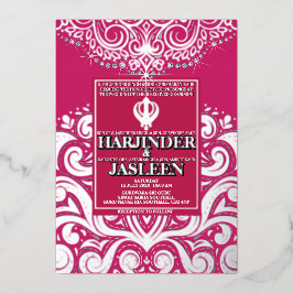 Casamento Glitter Rosa Pink Silver Sikh Anand Kara