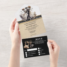 Casamento gótico de noiva de esqueleto negro