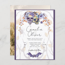 Casamento Gótico Invitação Cascas Laranja Roxas