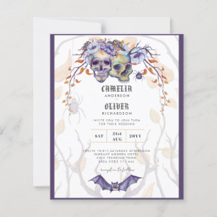 Casamento Gótico Invitação Cascas Laranja Roxas