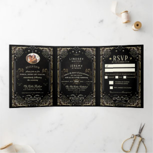 Casamento Halloween Tarot - RSVP MENU Tri-Fold