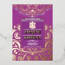 Casamento Hindu de LuxGlitter Roxo PinkGold Ganesh