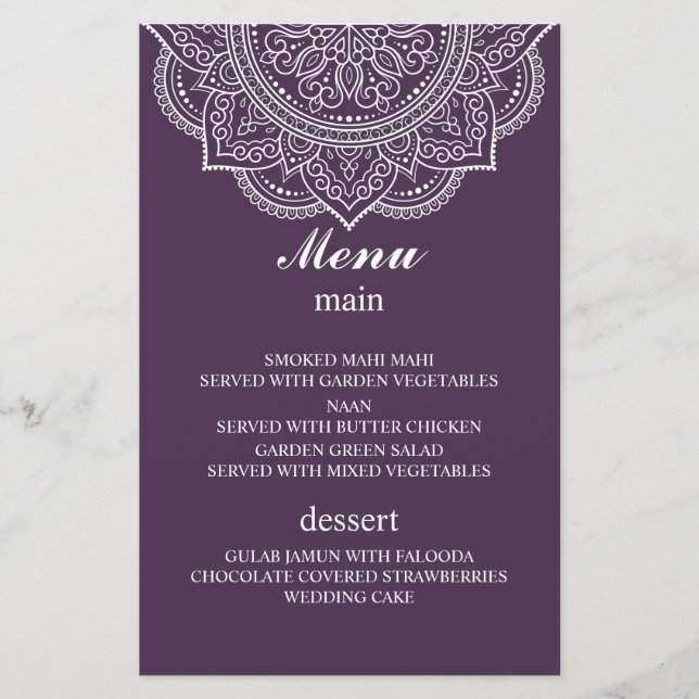 Casamento Hindu Indiano Elegante EggPlant Paisley (Frente)