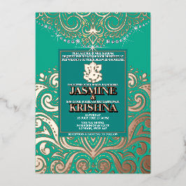 Casamento Hindu LuxGlitter Peacock PinkGold Ganesh