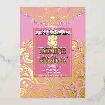 Casamento Hindu LuxGlitter Rosa Dourada Ganesha