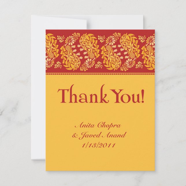 Casamento indiano dos cartões de agradecimentos (Frente)