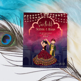 Casamento indiano salve a data do casal de noiva f