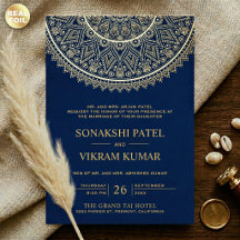 Casamento Indiano Tradicional Mandala Azul Dourado