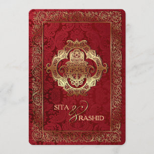 Casamento indiano vermelho - cartão do convite