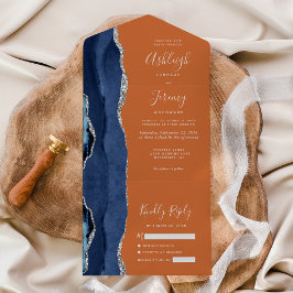 Casamento Laranja Ágata Azul Marinho Prata