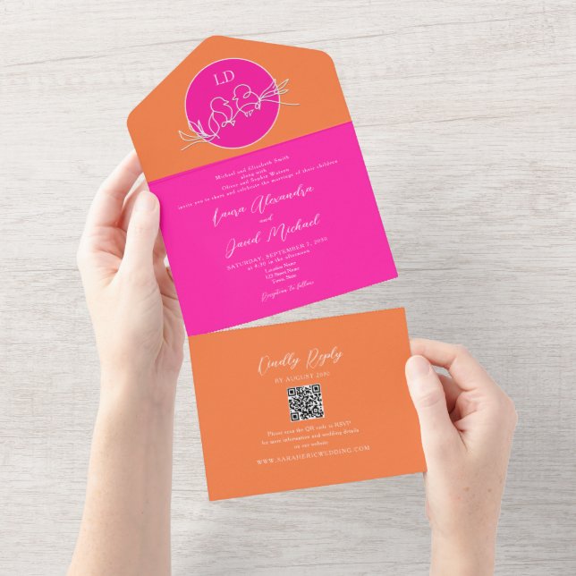 Casamento Laranja e Rosa Brilhante (Tearaway)