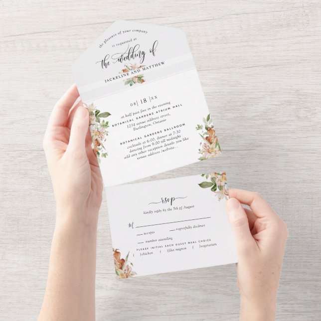 Casamento Laranja Queimado Elegante com RSVP Perfu (Aba destacável)