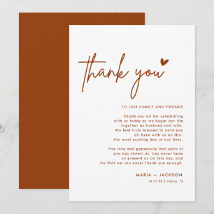 Casamento Laranja Queimado Obrigado Nota Cartões d