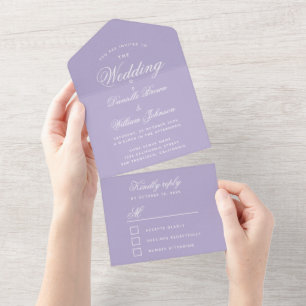 Casamento Lavanda Elegante Caligrafia RSVP Roxo