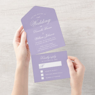Casamento Lavanda Elegante Caligrafia RSVP Roxo