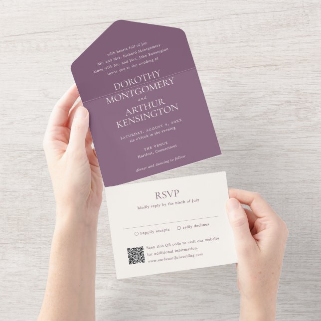 Casamento Legante do Código QR Roxo Moderno (Aba destacável)
