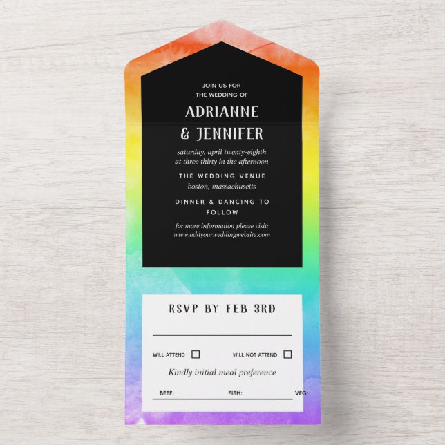 Casamento LGBT com Lavagem de Aquarela Arco-íris (Interno)