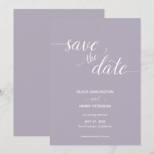Casamento Lilac do Script Elegante Salve as Cartõe