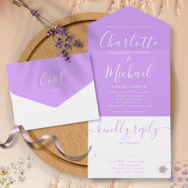 Casamento Lilás Lavanda Escrito Elegante Minimalis
