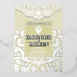 Casamento LuxGlitter Ivory Silver Sikh Anand Karaj