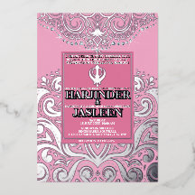Casamento LuxGlitter Pink Silver Sikh Anand Karaj