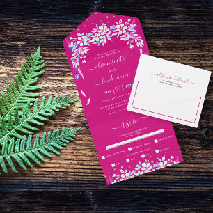 Casamento magenta em cascata floral branco