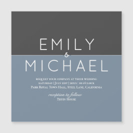 "Casamento MAGNÉTICO Azul de aço Salvar a Data Con