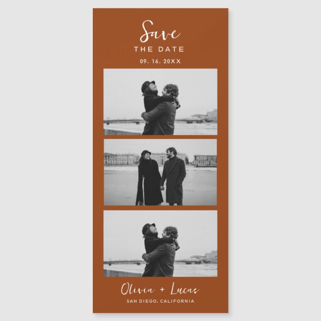 Casamento Magnético da Faixa de Fotos Terracotta (Frente)