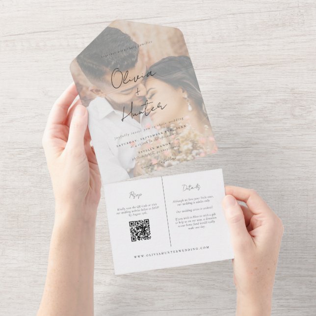 Casamento manuscrito de foto elegante (Aba destacável)