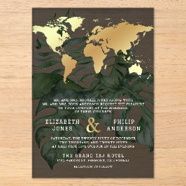 Casamento Mapa Mundial Destino Tropical Ouro Escur