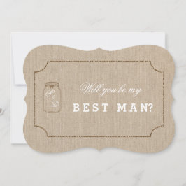 Casamento Mason Jar Linen Canvas MELHOR Convite