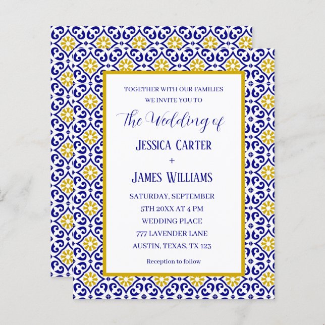 Casamento mediterrânico Azulejos Russos Portuguese (Frente/Verso)