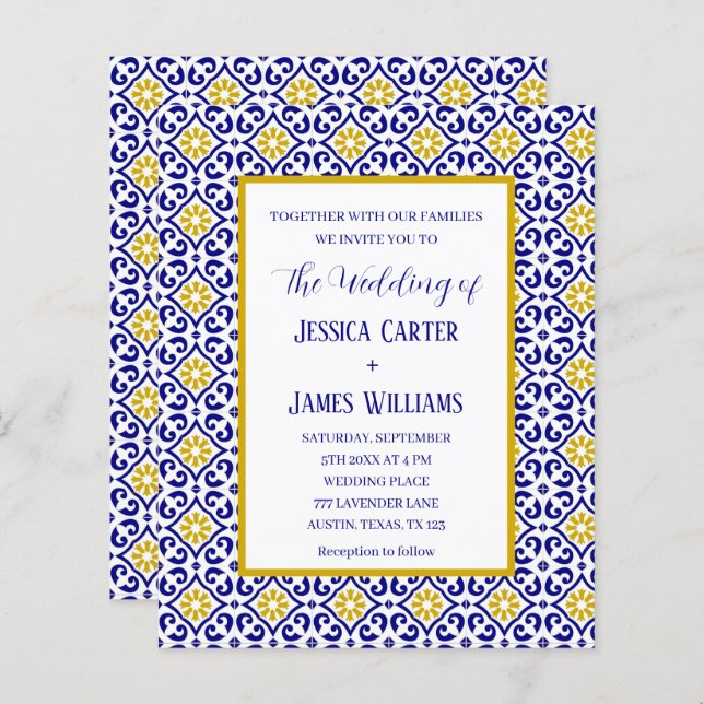 Casamento mediterrânico Azulejos Russos Portuguese (Frente/Verso)