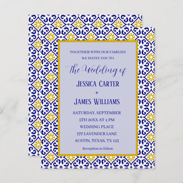 Casamento mediterrânico Azulejos Russos Portuguese (Frente/Verso)