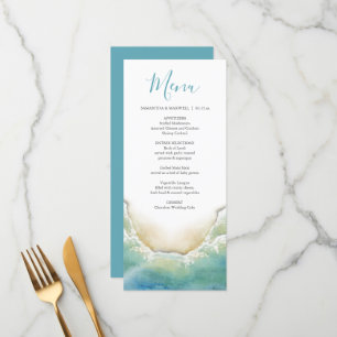 Casamento Menus Watercolor Beach Seashore