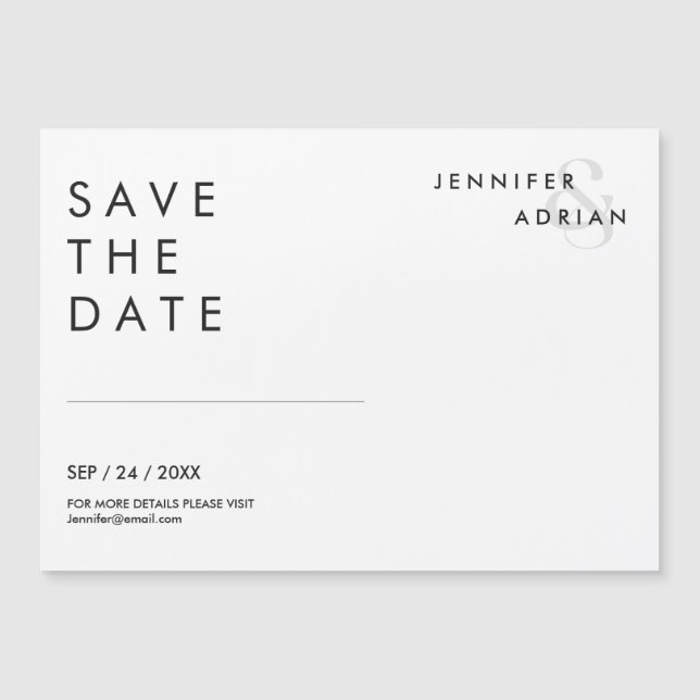 Casamento Minimal Branco Horizontal Save The Date  (Frente)