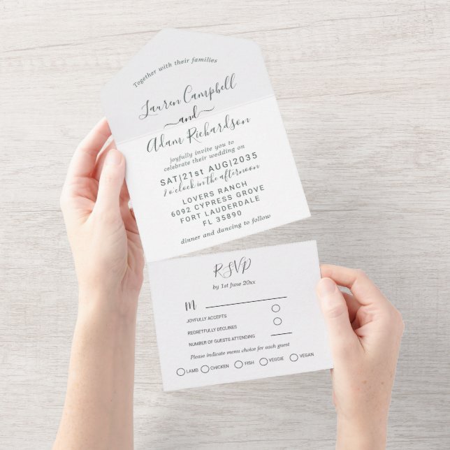 Casamento Minimalista com Caligrafia em Preto e Br (Aba destacável)