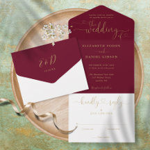 Casamento Minimalista de Corações Douradas Burgund