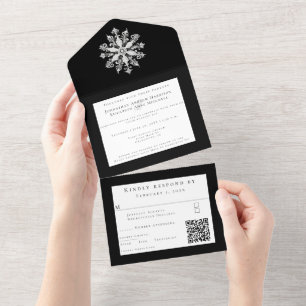 Casamento Minimalista de Floco de Neve Preto